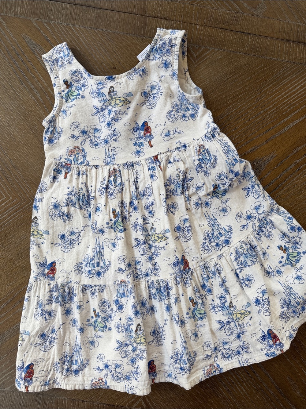 Disney Cream Dress with Blue Floral & Character Print